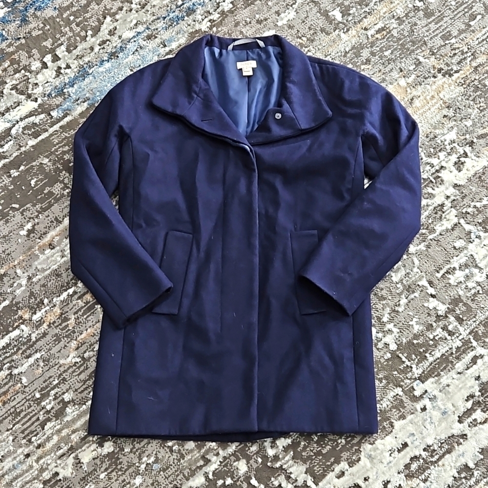 J. Crew Factory wool blend hidden button peacoat style B2506 2014